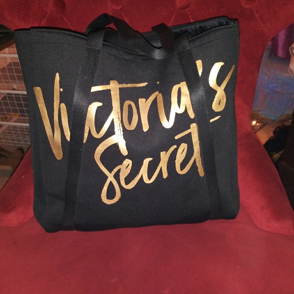 Victoria Secret Nylon Black & Gold Tote